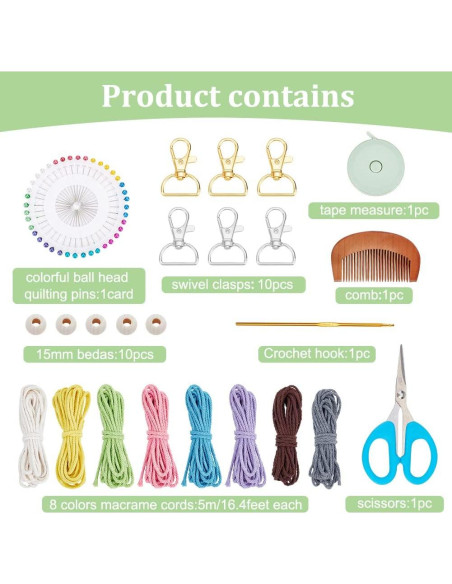 Kit de Llaveros de Macramé INFUNLY - 8 Piezas Coloridas Kit de Llaveros de Macramé INFUNLY - 8 Piezas Coloridas