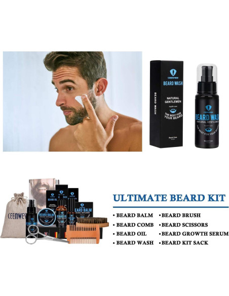 Kit de Cuidado de Barba Ceenwes 9 Piezas con Aceite y Jabón Kit de Cuidado de Barba Ceenwes 9 Piezas con Aceite y Jabón