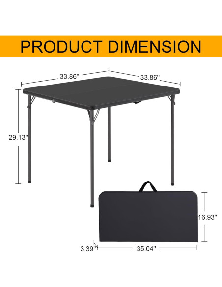 Mesa Plegable Cuadrada FROASISPRO 86 cm Negra para 4 Personas Mesa Plegable Cuadrada FROASISPRO 86 cm Negra para 4 Personas