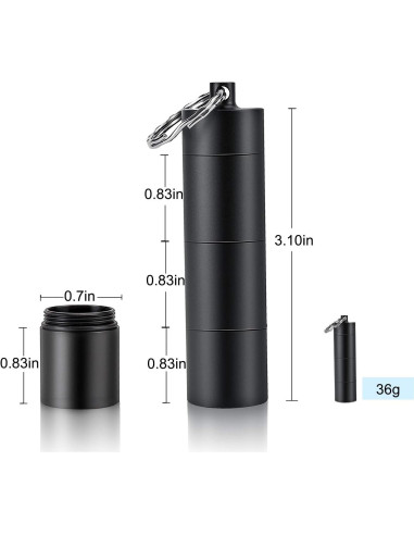 Estuche Portátil para Pastillas PPFISH, Aluminio Impermeable 3 Compartimentos