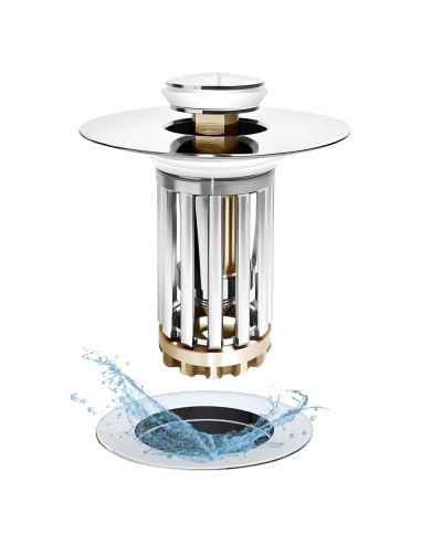 Colador de desagüe de lavabo WSYLEN con tapón cromado 2.79-4.06 cm