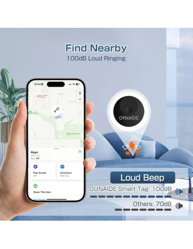 Paquete de 2 Etiquetas de Rastreo Bluetooth OUNAIDE - Negro y Blanco
