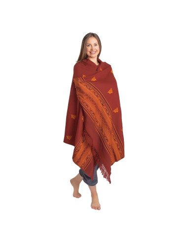 Chal de Meditación Om Shanti Crafts 2.13m x 1.07m Rojo