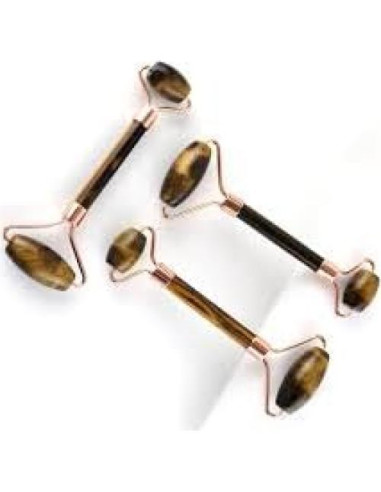 Rodillo de Masaje Facial y Gua Sha Ojo de Tigre - YAM Crystals