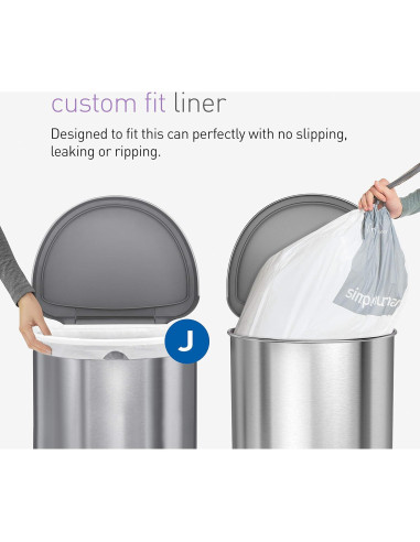 Papelera Automática Semirredonda 45L simplehuman Acero Inoxidable