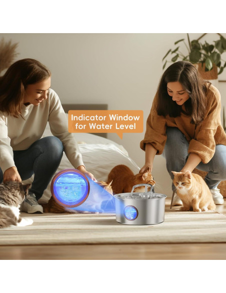 Fuente de Agua para Gatos Tomxcute Acero Inoxidable 3.2L Fuente de Agua para Gatos Tomxcute Acero Inoxidable 3.2L