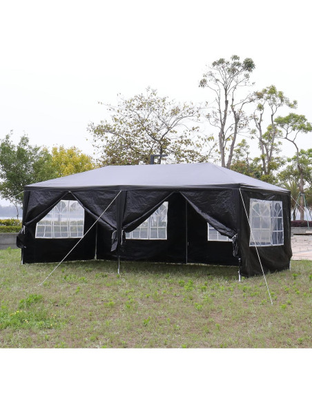 Carpa de Fiesta 3x6m LBLWJD Negra Impermeable con Paredes Carpa de Fiesta 3x6m LBLWJD Negra Impermeable con Paredes