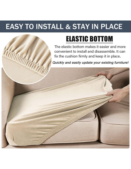 Funda de Cojín Grande CONRUSER Beige de Terciopelo Acolchado Funda de Cojín Grande CONRUSER Beige de Terciopelo Acolchado