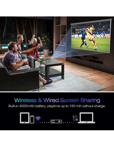 Proyector Mini AKASO DLP 1080P Portátil con Batería y HDMI