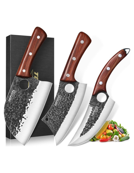 Juego de cuchillos de carne 3 piezas Topfeel forjados a mano Juego de cuchillos de carne 3 piezas Topfeel forjados a mano