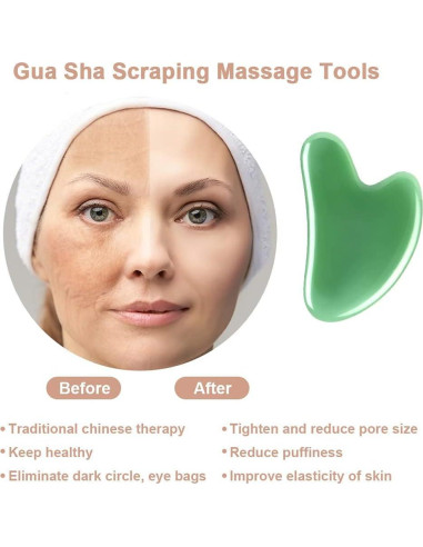 Herramienta de Masaje Gua Sha URAQT Jade Natural 2 Pcs