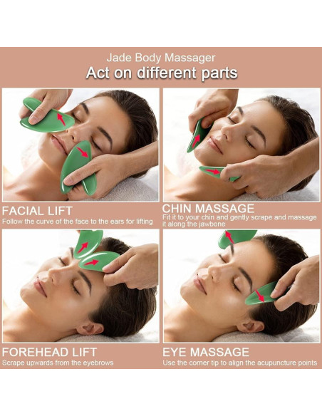 Herramienta de Masaje Gua Sha URAQT Jade Natural 2 Pcs Herramienta de Masaje Gua Sha URAQT Jade Natural 2 Pcs