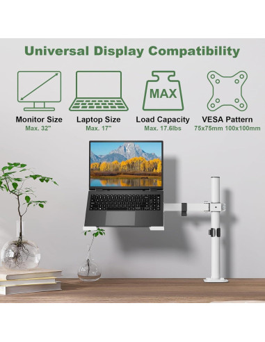 Soporte de Escritorio para Laptop UPGRAVITY Blanco Ajustable