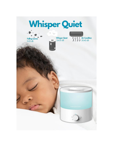 Humidificador Ultrasonido MEGAWISE 1.5L Silencioso para Dormitorio