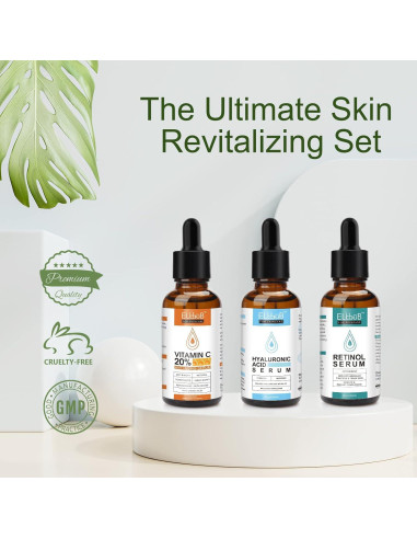 Set de Sueros Faciales ELBBUB - Vitamina C, Retinol y Ácido Hialurónico 30ml