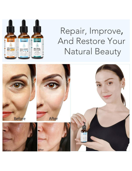 Set de Sueros Faciales ELBBUB - Vitamina C, Retinol y Ácido Hialurónico 30ml Set de Sueros Faciales ELBBUB - Vitamina C, Retinol y Ácido Hialurónico 30ml