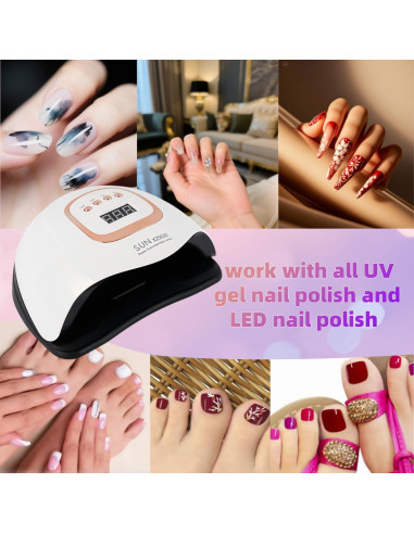 Lámpara de Uñas LED UV DMJWAN 380W 81 Perlas 4 Temporizadores