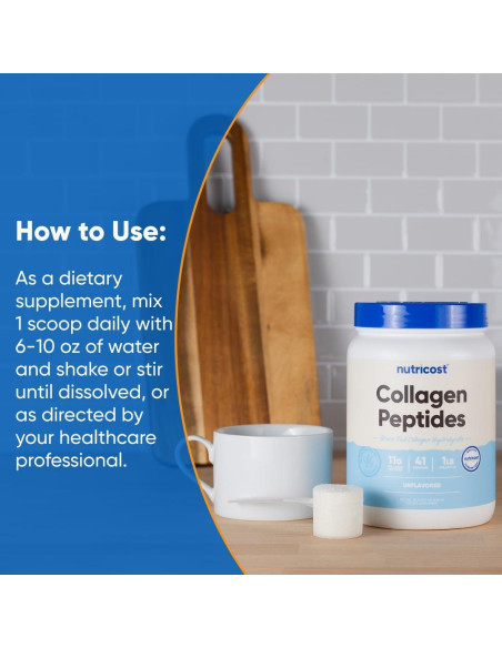 Polvo de Colágeno Hidrolizado Nutricost 454g Sin Sabor Polvo de Colágeno Hidrolizado Nutricost 454g Sin Sabor