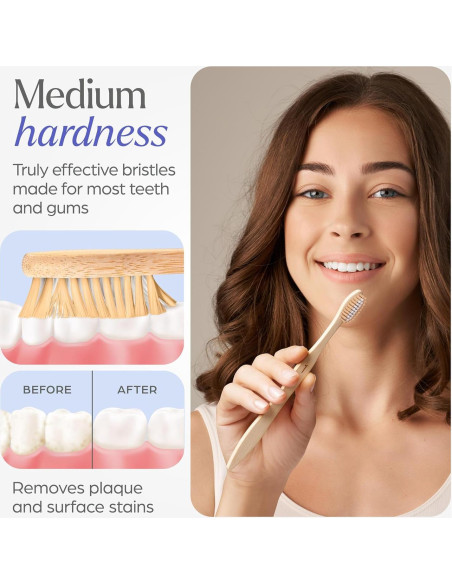 Cepillos de Dientes de Bambú VIVAGO Paquete de 10 Cerdas Medianas Cepillos de Dientes de Bambú VIVAGO Paquete de 10 Cerdas Medianas