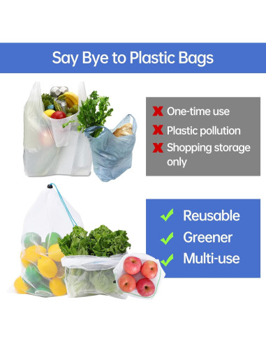 20 Bolsas Reutilizables de Malla Ecológicas para Productos