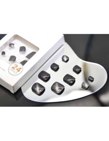 Uñas Postizas de Pie Cortas Fantasticalady Ojo de Gato 24 pcs
