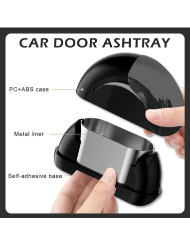 Cenicero de coche portátil Homfanseec con tapa - Negro