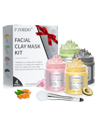 Set de 4 Mascarillas Faciales Pjordo - Arcilla Natural 360g
