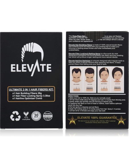 Kit 3 en 1 Elevate para Cabello Fino - Fibras, Spray y Peine Kit 3 en 1 Elevate para Cabello Fino - Fibras, Spray y Peine