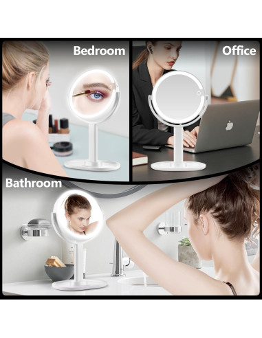 Espejo de Maquillaje MIYADIVA 20X Iluminado 80 LEDs Blanco