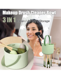 Tazón Limpiador de Brochas de Maquillaje Weishuo Verde 3 en 1 2