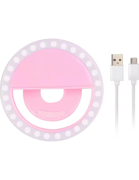 Luz de Anillo Selfie SnazXB Recargable con 36 LEDs Rosa Luz de Anillo Selfie SnazXB Recargable con 36 LEDs Rosa