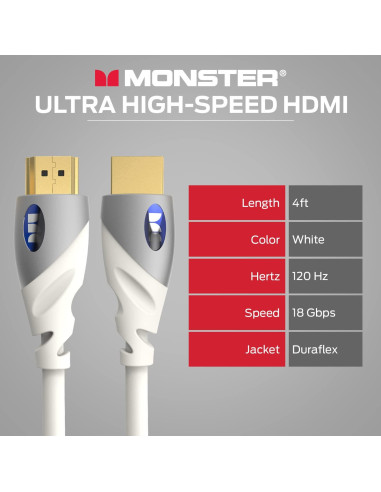 Cable HDMI Monster 4K Ultra HD 1.22 m con Ethernet y V-Grip