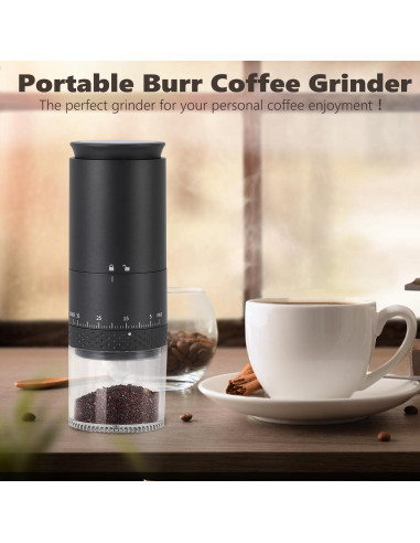 Molino de café portátil VINGVO eléctrico 38 configuraciones USB