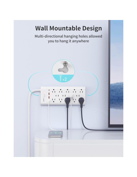 Regleta Extensora Maxpw 14 Enchufes 4 USB 6 pies Blanco Regleta Extensora Maxpw 14 Enchufes 4 USB 6 pies Blanco