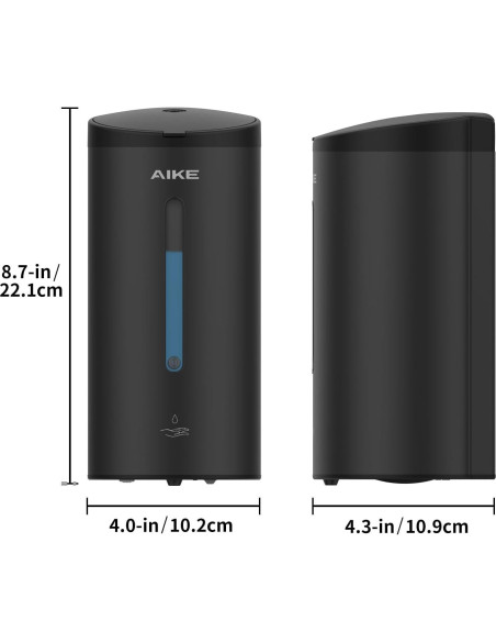 Dispensador Automático de Jabón AIKE AK1205 800 ml Negro Mate Dispensador Automático de Jabón AIKE AK1205 800 ml Negro Mate