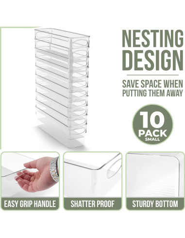 Set de 10 Contenedores Plásticos Transparentes Sorbus 24.1x7.6x7.6cm
