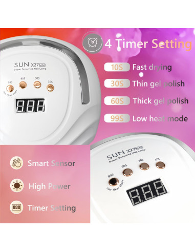 Lámpara de Uñas LED UV DMJWAN 380W con 81 Perlas y 4 Temporizadores
