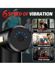 Pistola de Masaje Brantefa BX-720 Portátil Negro 6 Velocidades 2