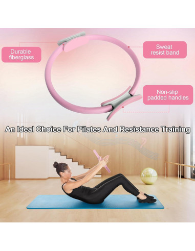 Anillo de Pilates Quorvella 38 cm Rosa con Mangos Acolchados