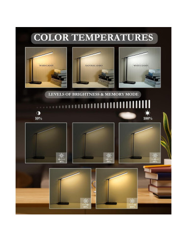 Lámpara de Escritorio LED Faithorse T02-BK 21W Carga Inalámbrica