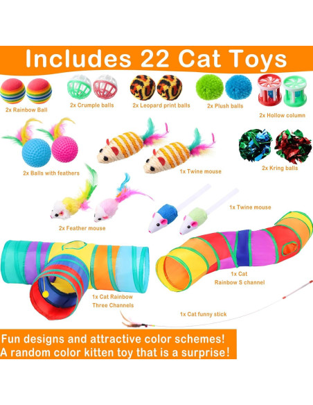 Conjunto de Juguetes para Gatos Wettarn 22 Piezas Colorido Conjunto de Juguetes para Gatos Wettarn 22 Piezas Colorido