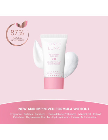 Limpiador Facial Espumoso FOREO LUNA 2.0 - 19ml Vegano
