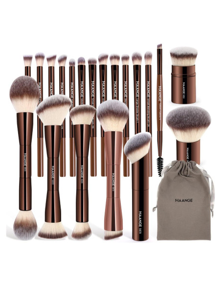 Conjunto de Brochas de Maquillaje 20 Pcs MAANGE Café Conjunto de Brochas de Maquillaje 20 Pcs MAANGE Café