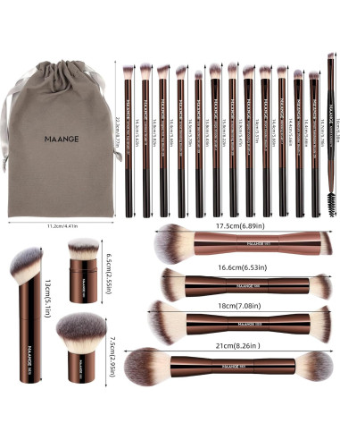 Conjunto de Brochas de Maquillaje 20 Pcs MAANGE Café