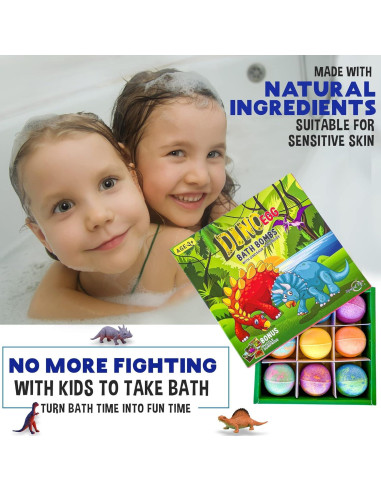 Bolas de Baño Orgánicas para Niños - Set de 9 Huevo Dino