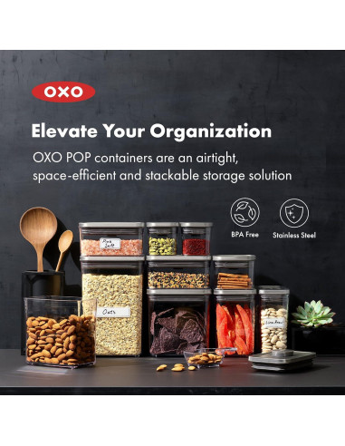 Conjunto de 12 Contenedores POP OXO SteeL Herméticos 0.19-4.17 L