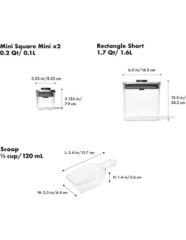 Conjunto de 12 Contenedores POP OXO SteeL Herméticos 0.19-4.17 L