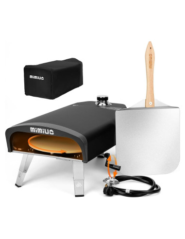 Horno de Pizza de Gas Portátil Mimiuo 33 cm con Piedra y Paleta
