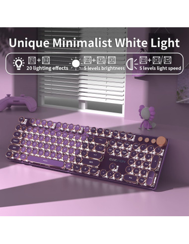 Teclado Mecánico EWEADN V20 Retroiluminado 104 Teclas Rosa