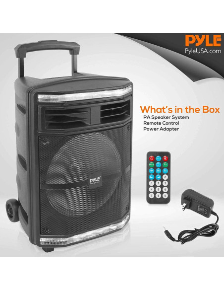 Altavoz PA Bluetooth Pyle PPHP1044B 600W con Batería y Ruedas Altavoz PA Bluetooth Pyle PPHP1044B 600W con Batería y Ruedas